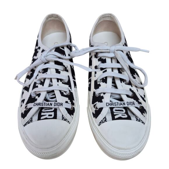 Christian Dior Black White Houndstooth Walk N Dior Sneakers Shoes 39 1/2 9 1/2 - Picture 2 of 8